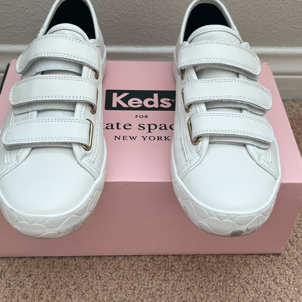 Kate Spade Keds White Women's Leather Sneakers Sz 7 - Picture 6 of 7